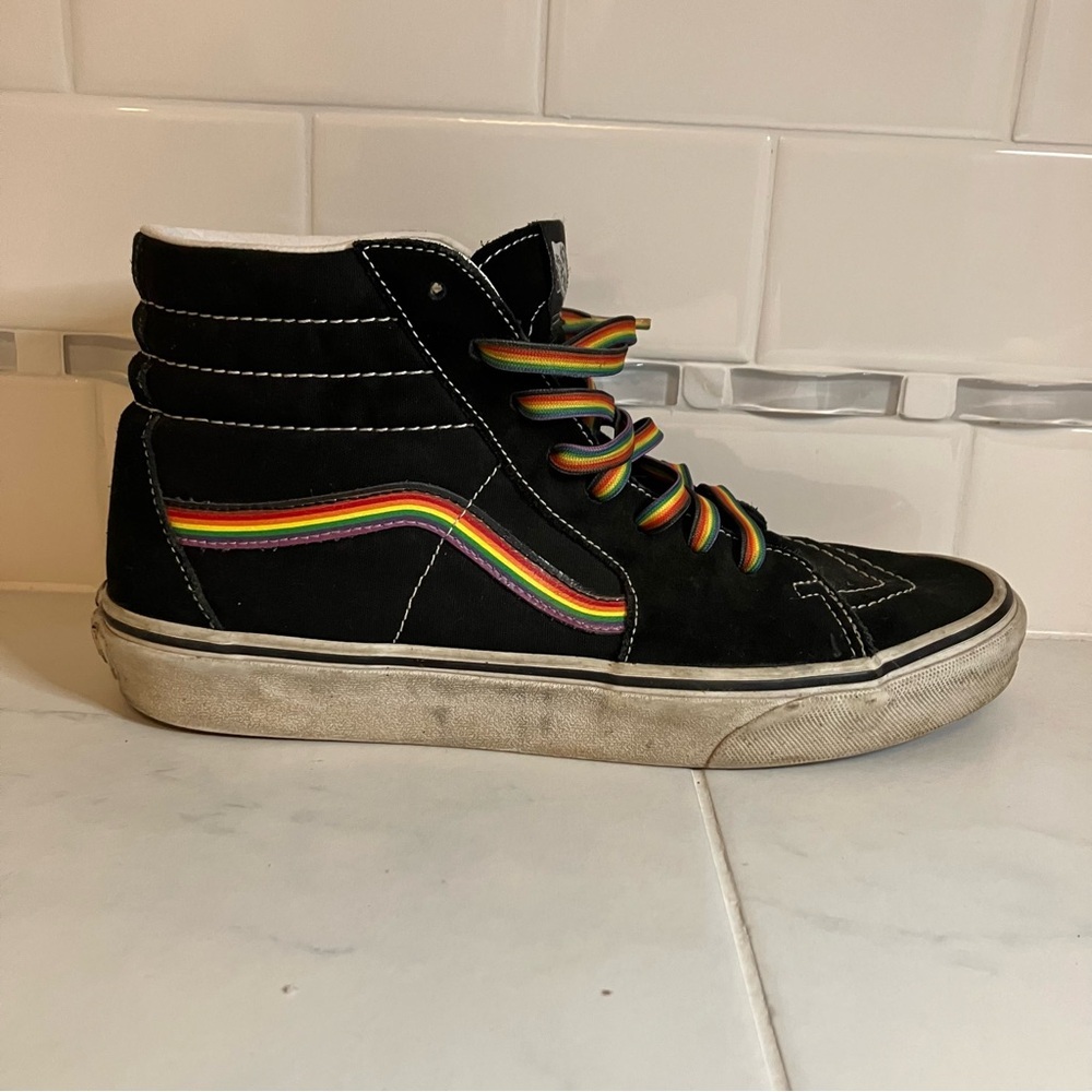 Vans Black High-Top Sneakers with Rainbow Accents
